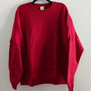 Hanes Red EcoSmart Fleece Lined Pullover Crewneck Sweatshirt